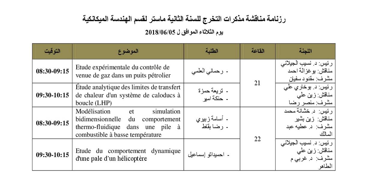 رزنامة مناقشة مذكرات الماستر  لقسم ميكانيك -2018---44